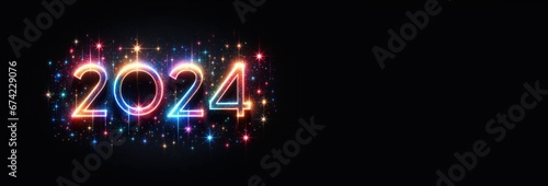2024 new year colorful sparkle effect on a black background photo