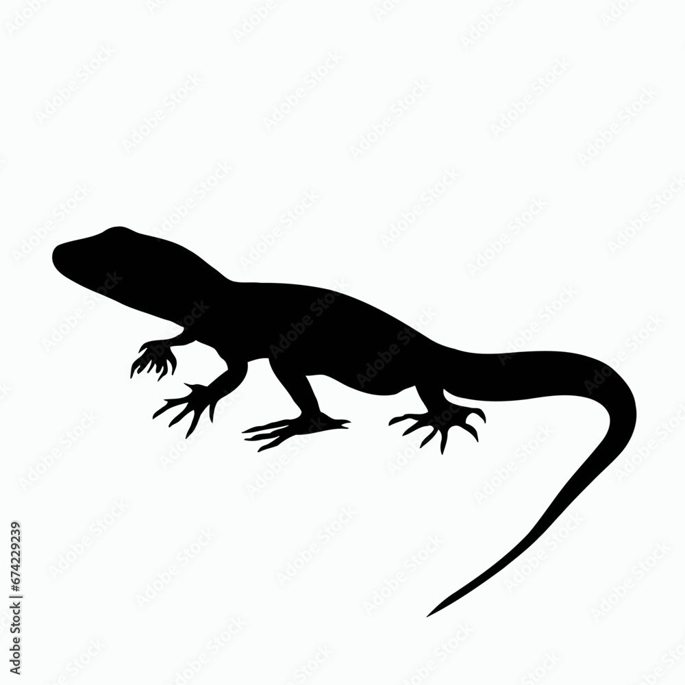 Vector Silhouette of Lizard, Curious Lizard Illustration for Reptile and Nature Themes