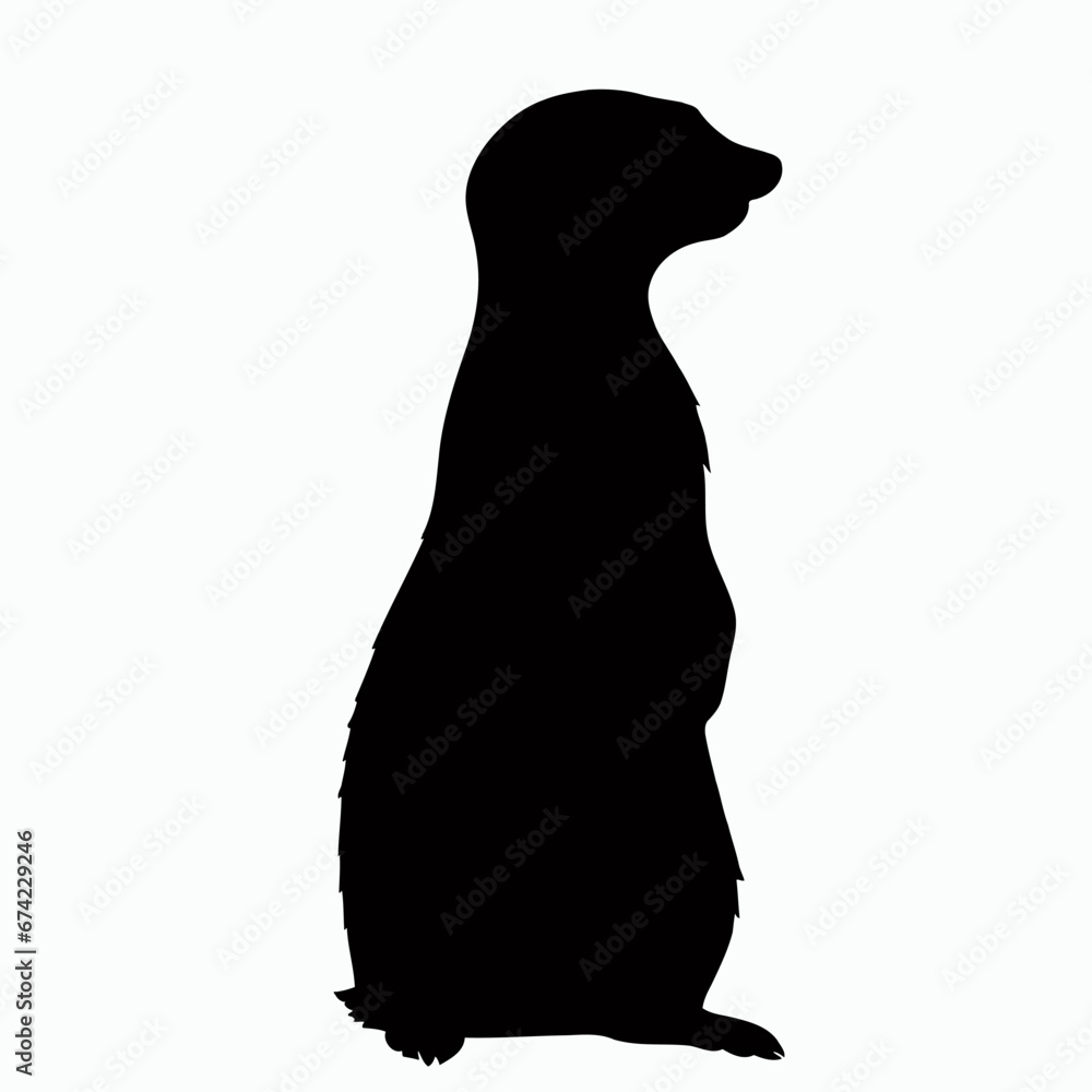 Vector Silhouette of Meerkat, Alert Meerkat Graphic for Wildlife and Nature Designs