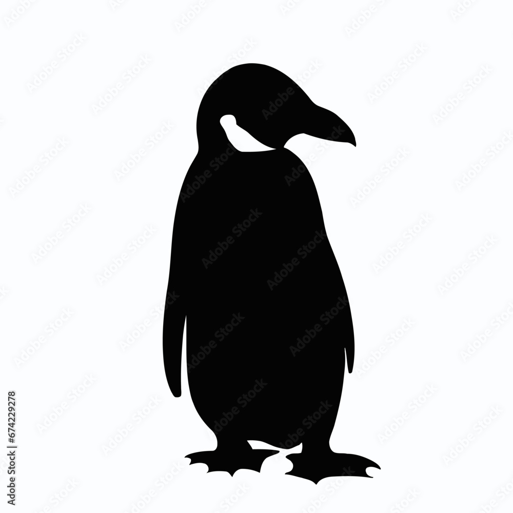 Fototapeta premium Vector Silhouette of Penguin, Cute Penguin Illustration for Arctic and Wildlife Themes