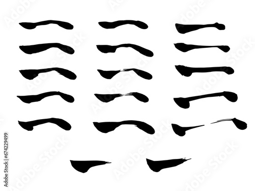 漢字手書き筆文字 パーツ 線 Japnanese Kanji handwritten calligraphy parts lines
