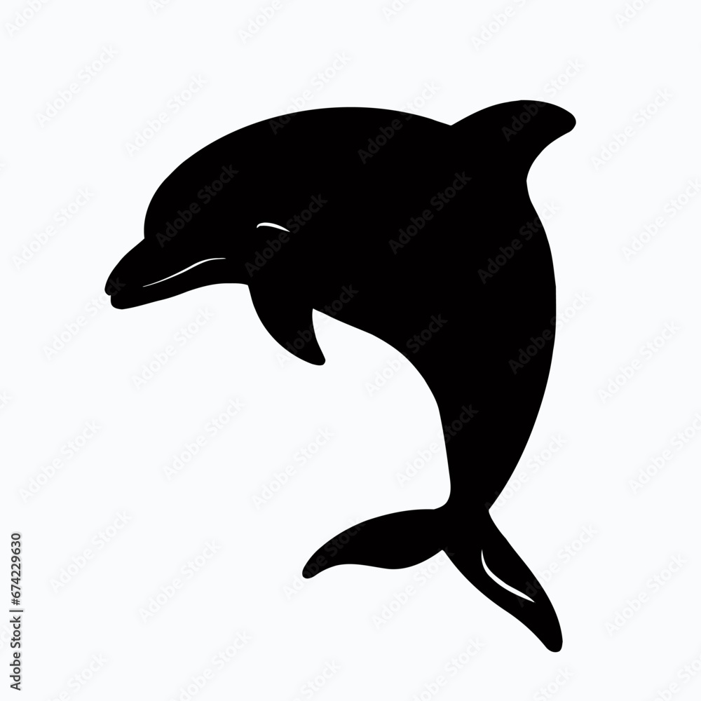 Fototapeta premium Vector Silhouette of Dolphin, Graceful Dolphin Graphic for Ocean and Marine Themes