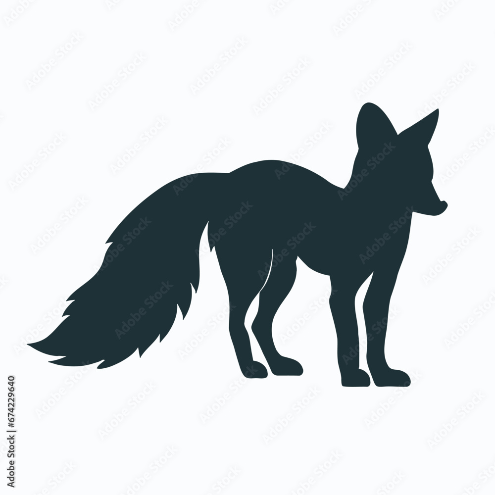 Vector Silhouette of Fox, Cunning Fox Illustration for Forest and Animal Designs