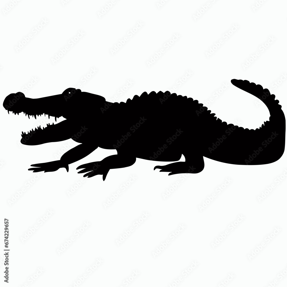 Vector Silhouette of Crocodile,alligator, Stealthy Crocodile Illustration for Nature and Wildlife Designs Vector Silhouette of Crocodile,alligator, Stealthy Crocodile Illustration for Nature and Wildlife Designs