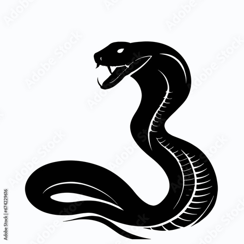 Vector Silhouette of Snake, Slithering Snake Illustration for Reptile and Wildlife Concepts