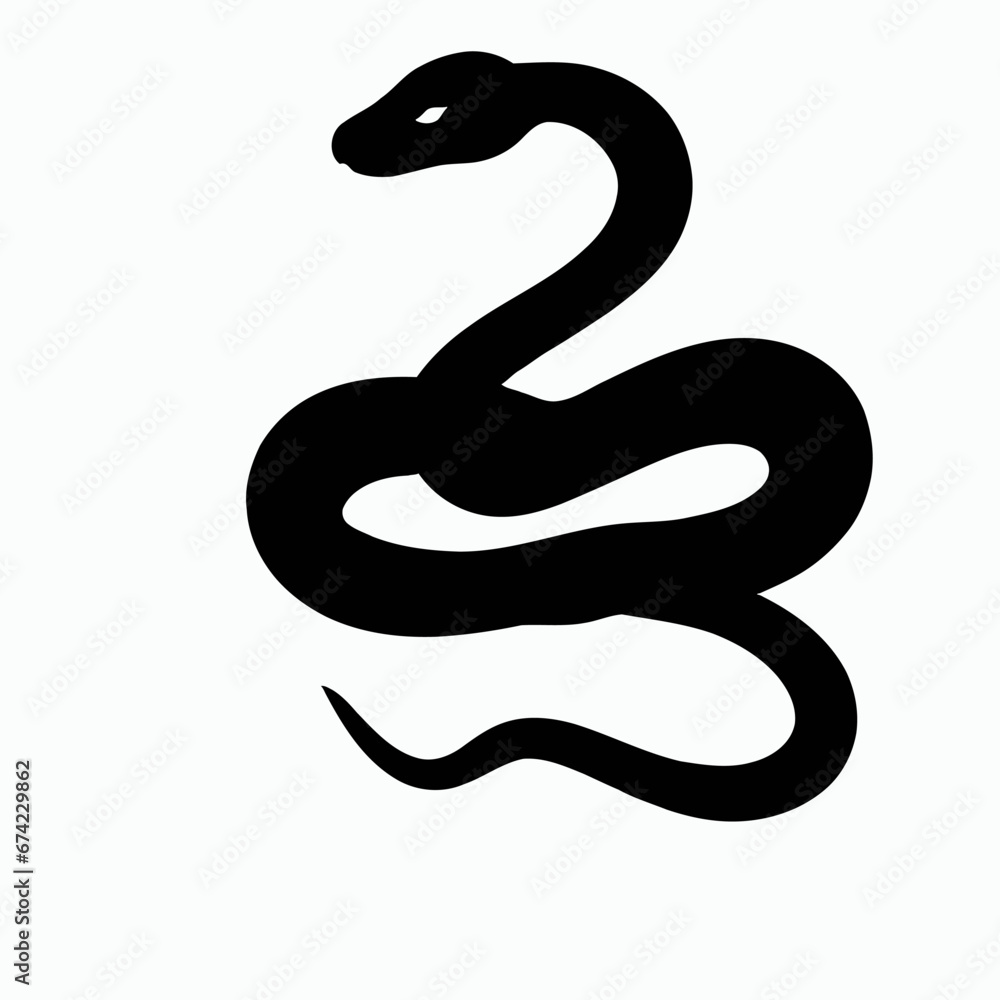 Obraz premium Vector Silhouette of Snake, Slithering Snake Illustration for Reptile and Wildlife Concepts