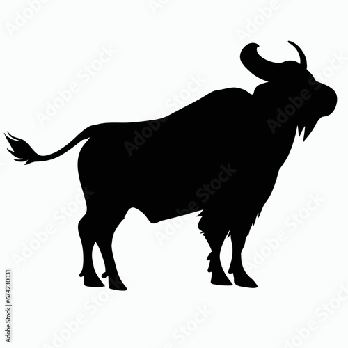 Vector Silhouette of Buffalo, Strong Buffalo Illustration for Wildlife and Nature Themes