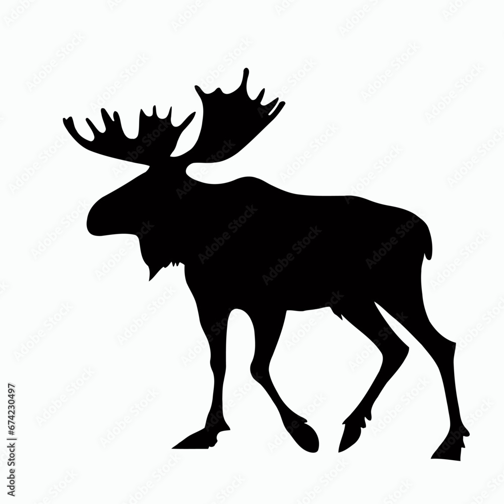 Vector Silhouette of Moose, Majestic Moose Graphic for Wildlife and Forest Designs