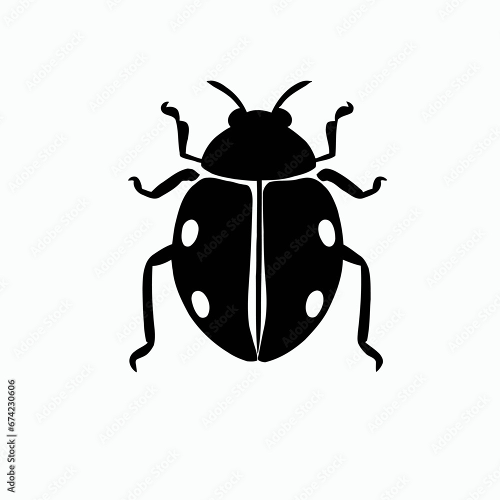 Vector Silhouette of Ladybug, Cheerful Ladybug Illustration for Insect and Garden Designs Vector Silhouette of Ladybug, Cheerful Ladybug Illustration for Insect and Garden Designs
