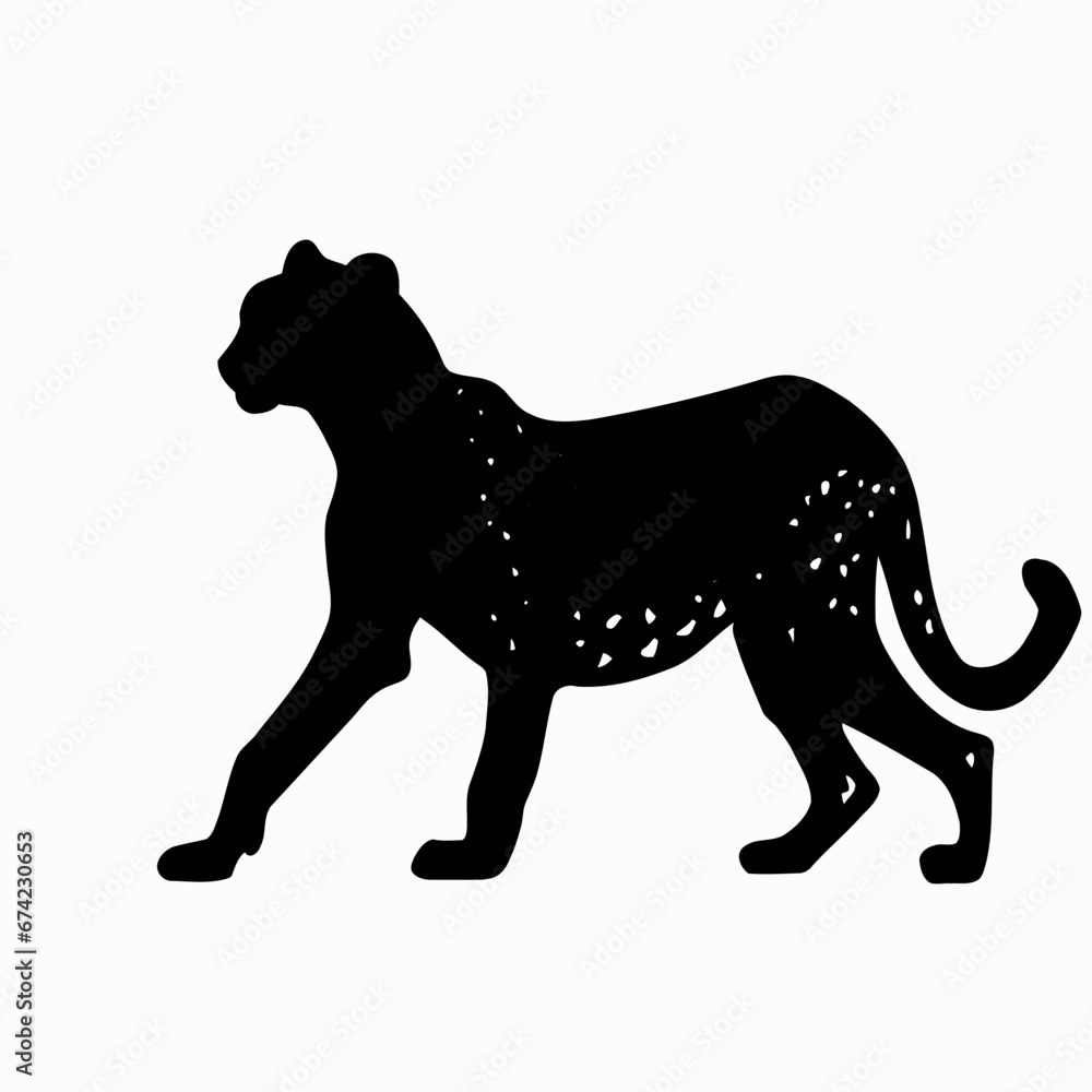 Vector Silhouette of Cheetah, Fast Cheetah Graphic for Wildlife and Nature Themes