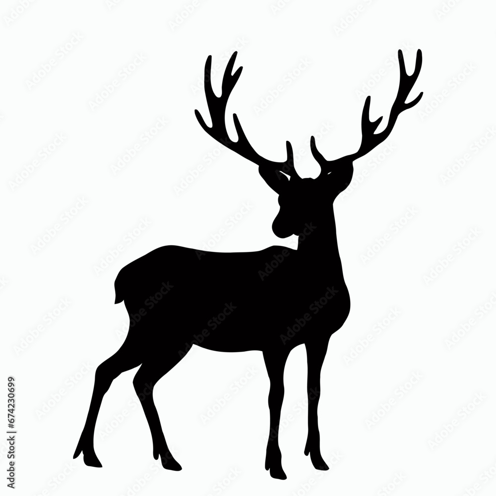 Vector Silhouette of Deer, Elegant Deer Graphic for Nature and Outdoor Concepts Vector Silhouette of Deer, Elegant Deer Graphic for Nature and Outdoor Concepts