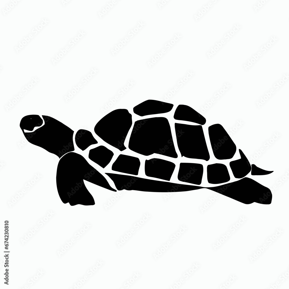 Vector Silhouette of Turtle, Wise Turtle Illustration for Animal and Ocean Themes