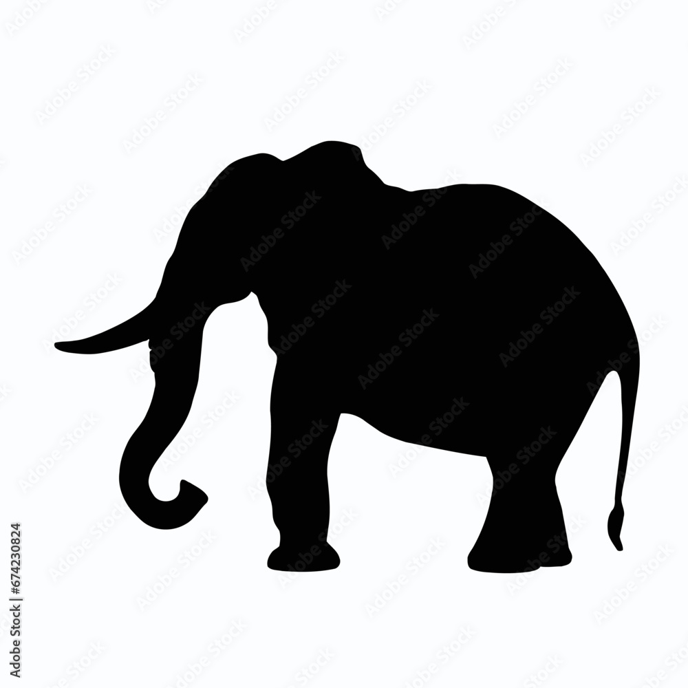 Vector Silhouette of Elephant, Graceful Elephant Graphic for Wildlife and Safari Themes Vector Silhouette of Elephant, Graceful Elephant Graphic for Wildlife and Safari Themes