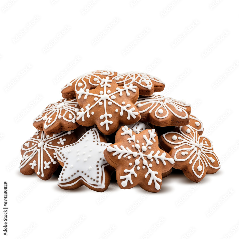 New year Gingerbread cookies isolated on transparent or white background, png New year Gingerbread cookies isolated on transparent or white background, png