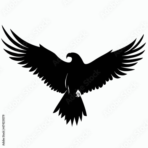 Vector Silhouette of Hawk, Soaring Hawk Graphic for Bird and Nature Concepts