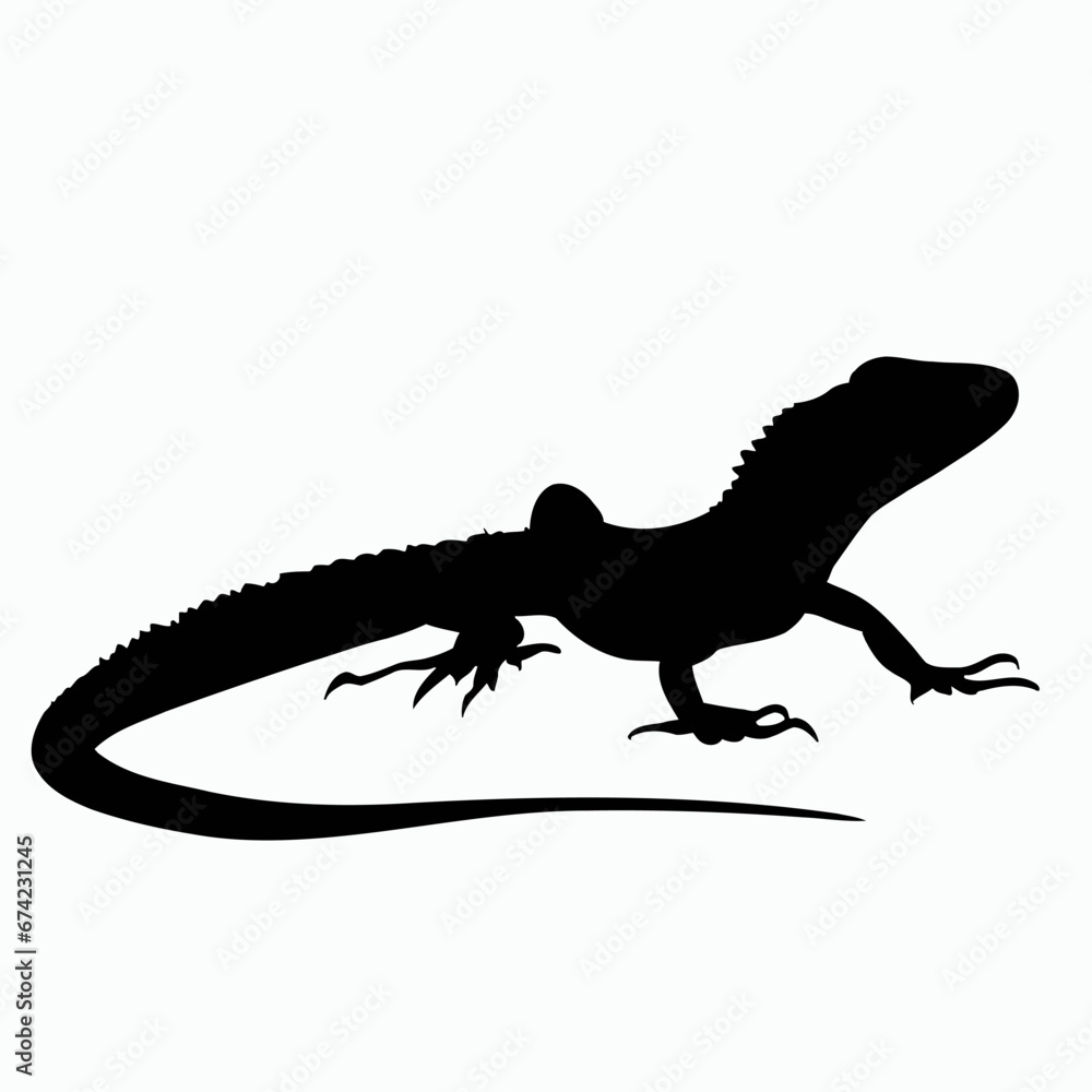 Vector Silhouette of Lizard, Curious Lizard Illustration for Reptile and Nature Themes