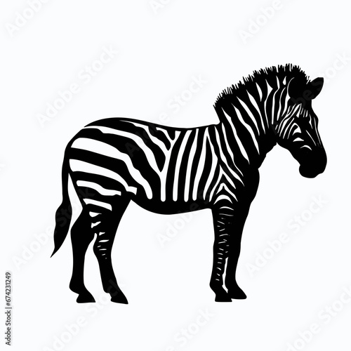 Fototapeta Naklejka Na Ścianę i Meble -  Vector Silhouette of Zebra, Striking Zebra Illustration for Wildlife and Africa Concepts