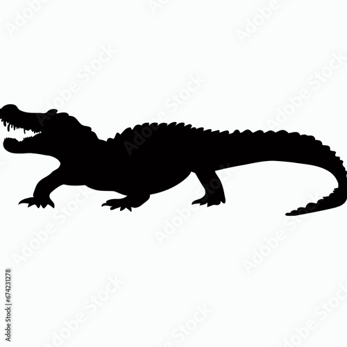 Vector Silhouette of Crocodile,alligator, Stealthy Crocodile Illustration for Nature and Wildlife Designs © Christopher