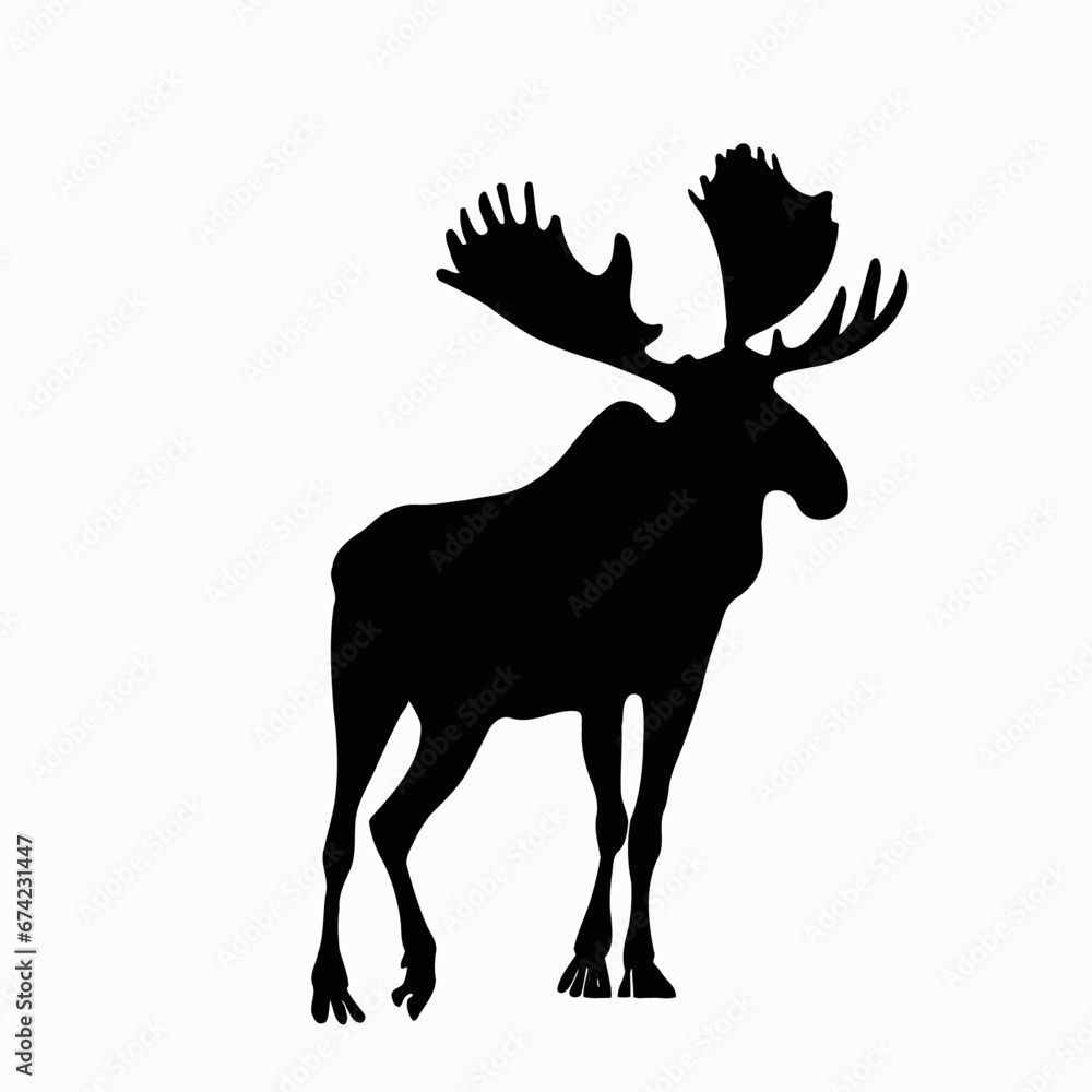 Vector Silhouette of Moose, Majestic Moose Graphic for Wildlife and Forest Designs Vector Silhouette of Moose, Majestic Moose Graphic for Wildlife and Forest Designs