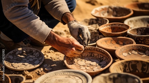 Archaeologist unearthed old pottery