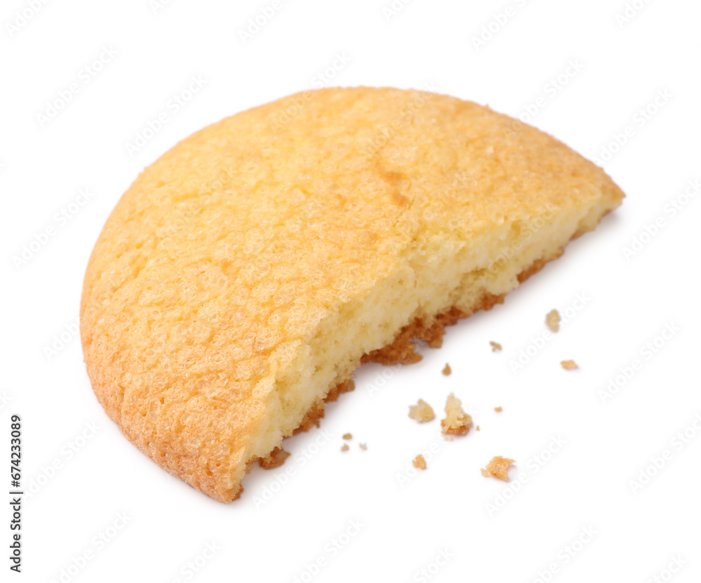 Broken tasty Danish butter cookie isolated on white Broken tasty Danish butter cookie isolated on white