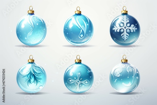 Set of Christmas balls. Merry Christmas and Happy New Year concept. Background with copy space