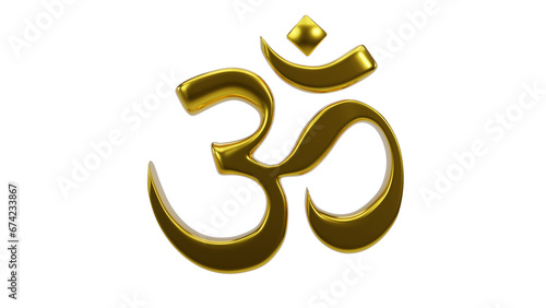 Om or Aum Indian sacred sound icon isolated on transparent background. Symbol of Buddhism and Hinduism religions. The symbol of the divine triad of Brahma, Vishnu and Shiva.	 photo