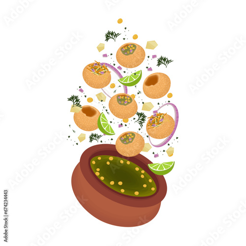 Levitation Pani Puri Or Golgappa Illustration Logo