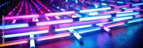 a lot of led tubes fluor geometric lightning, generative AI