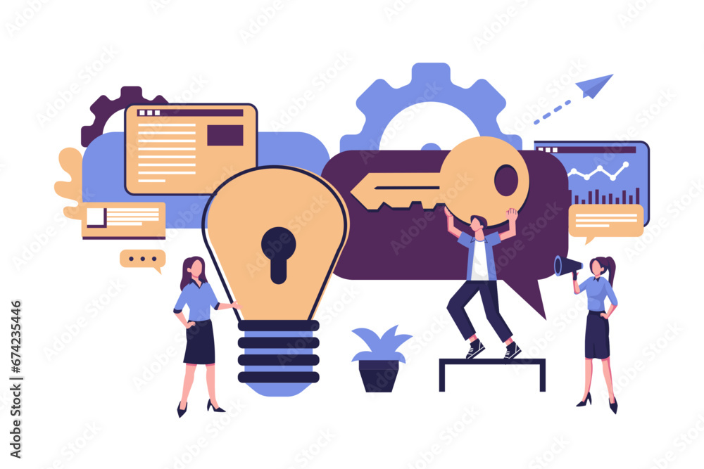 search for a new idea, creative concept flat vector illustration search for a new idea, creative concept flat vector illustration