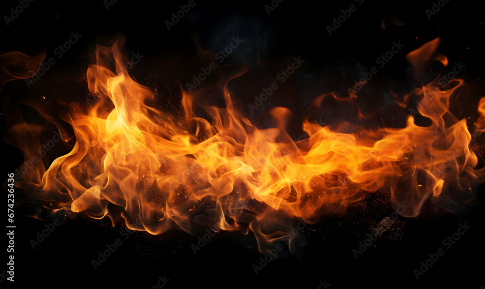Ai generated texture of fire on a black background, fire flame, burning fire on a dark area, fire background, fire frame, fire flames background Ai generated texture of fire on a black background, fire flame, burning fire on a dark area, fire background, fire frame, fire flames background