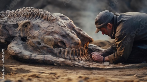 Archaeologist excavates dinosaur remains