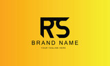 RS brand minimal professional creative black logo design for all kinds of business with yellow red gradient background template.
