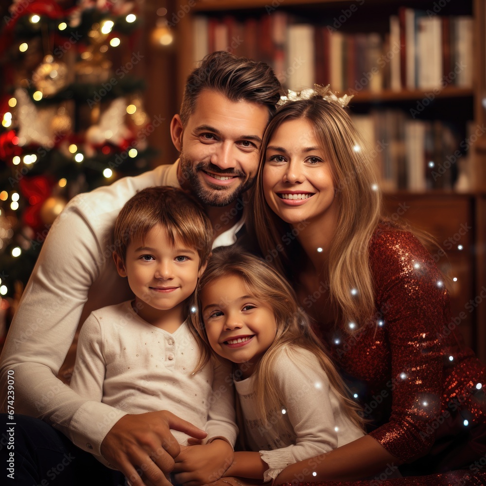A Heartwarming Christmas Gathering: Designer 01's Joyful Family Photo in the Festive Living Room
