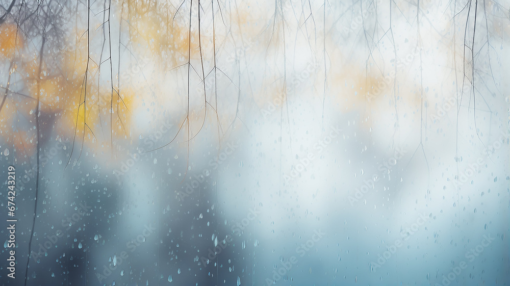 background wet autumn window with raindrops on the glass transparent autumn view copy space background wet autumn window with raindrops on the glass transparent autumn view copy space