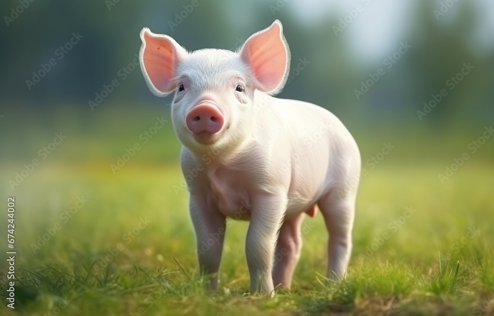 Happy young pig isolated on a white background Happy young pig isolated on a white background