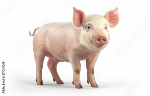 Happy young pig isolated on a white background