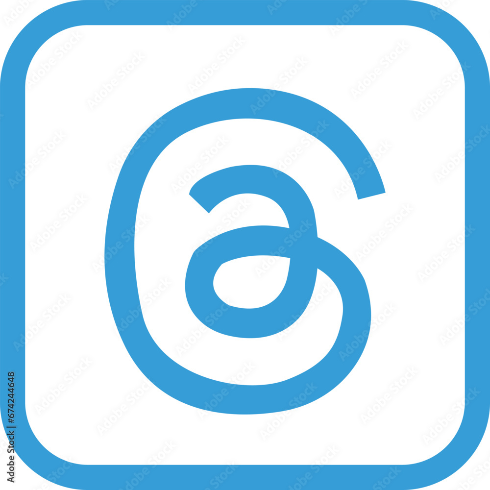 Blue Threads app logo Editorial vector icon. Instagram Threads app is a ...