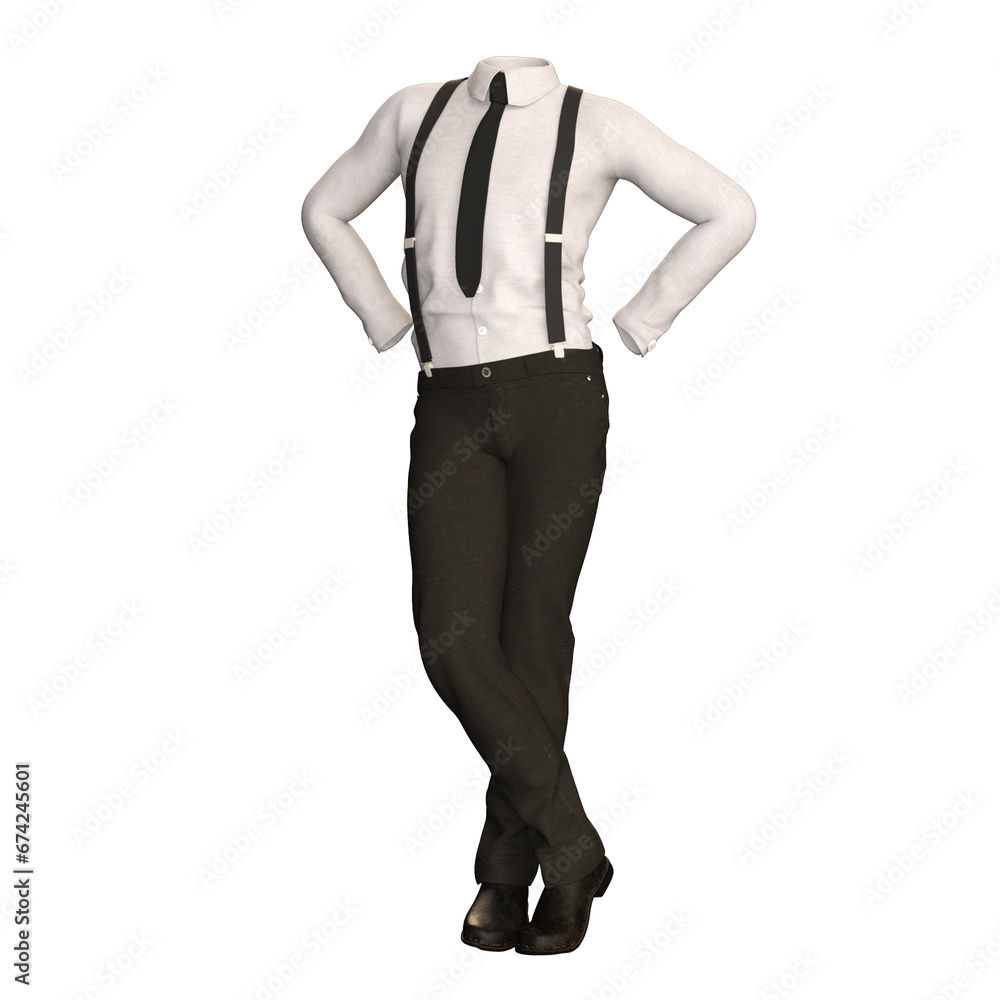 Fototapeta premium man in suit with briefcase Fashion Cloth 3D render Isolated illustration