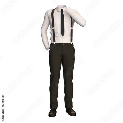 man in suit with briefcase Fashion Cloth 3D render Isolated illustration