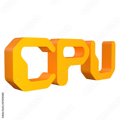 3D icon CPU symbol 3D render Isolated illustration