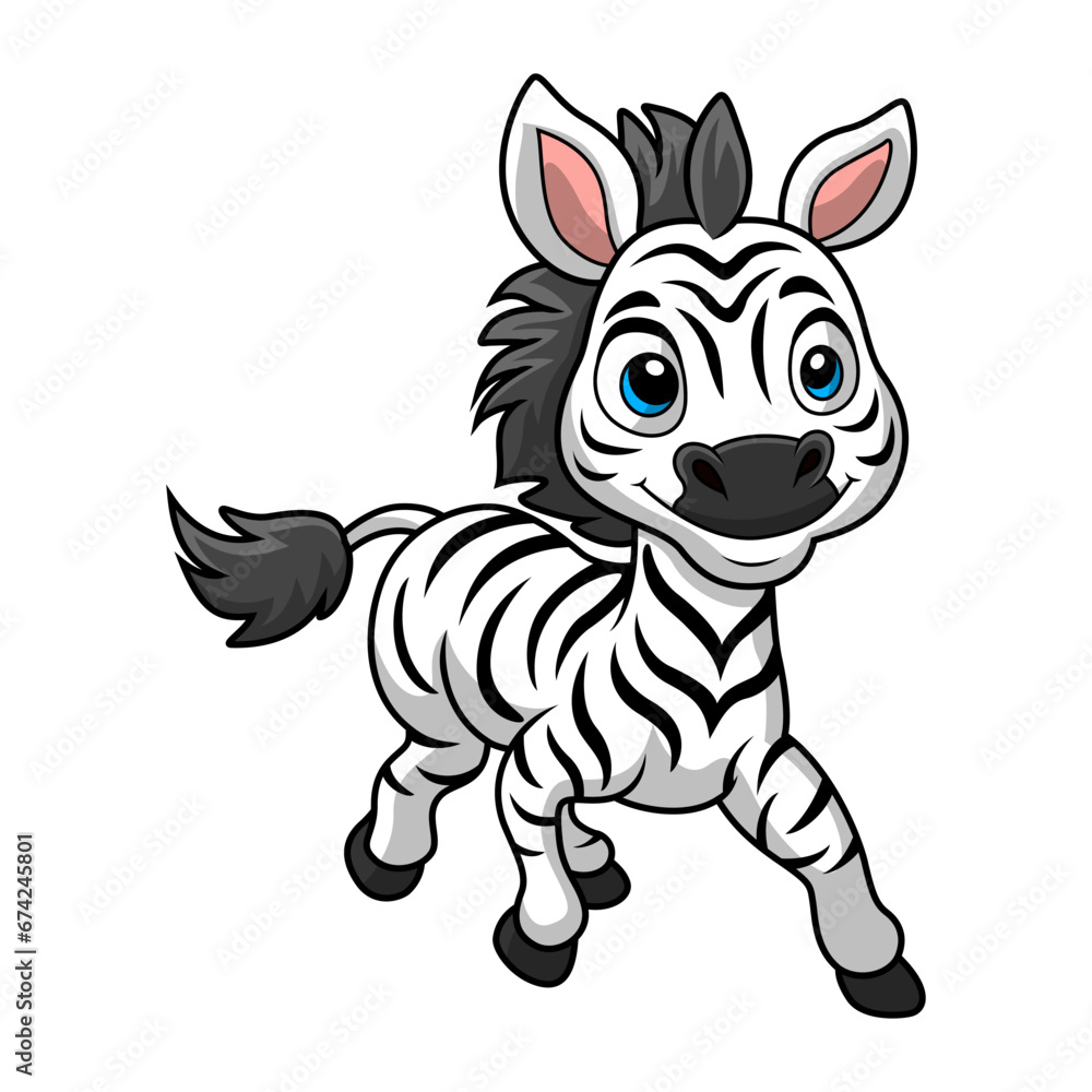 Cute zebra cartoon on white background Cute zebra cartoon on white background