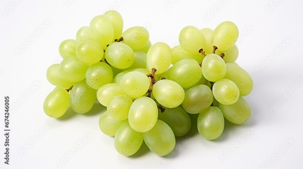 Lot of Shine Muscat grapes and cut Shine Muscat on white background
