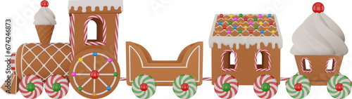 isolated gingerbread train. christmas gingerbread train with cookies and candies
