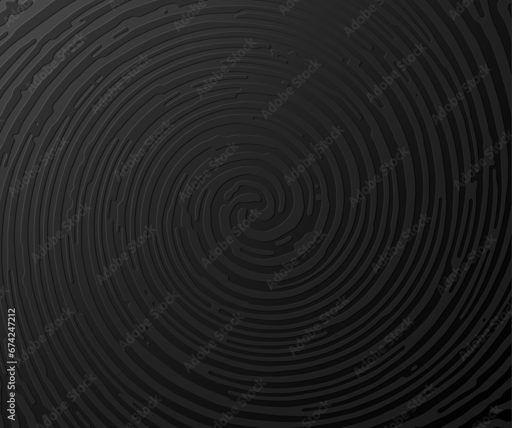 Obraz premium Black paper tactile embossed texture. Abstract twirl spiral like fingerpringt.