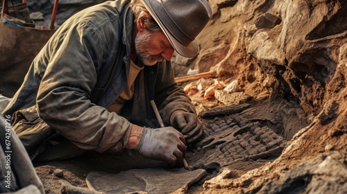 Archaeologist excavates dinosaur remains
