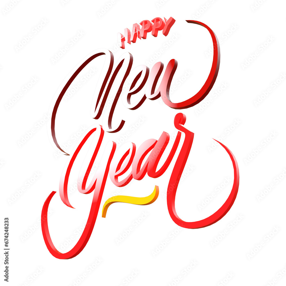 3D typography Happy NewYear icon isolated render illustration 3D typography Happy NewYear icon isolated render illustration