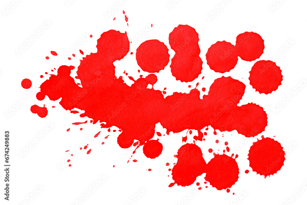 Red watercolor background. Artistic hand paint. Isolated on transparent background.