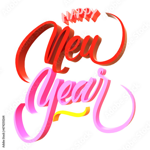 3D type letter Happy New Year symbol 3D render Isolated illustration