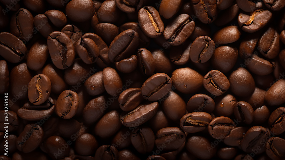 Obraz premium coffee bean texture, arabica background, fresh roasted black coffee beans